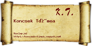 Koncsek Tímea névjegykártya